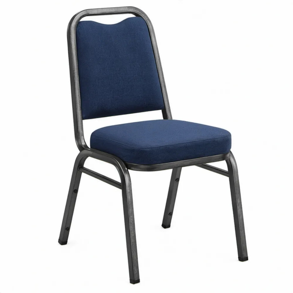 Gestoffeerde stoel blauw/zwart met stalen frame, 44 x 53 x 92 cm