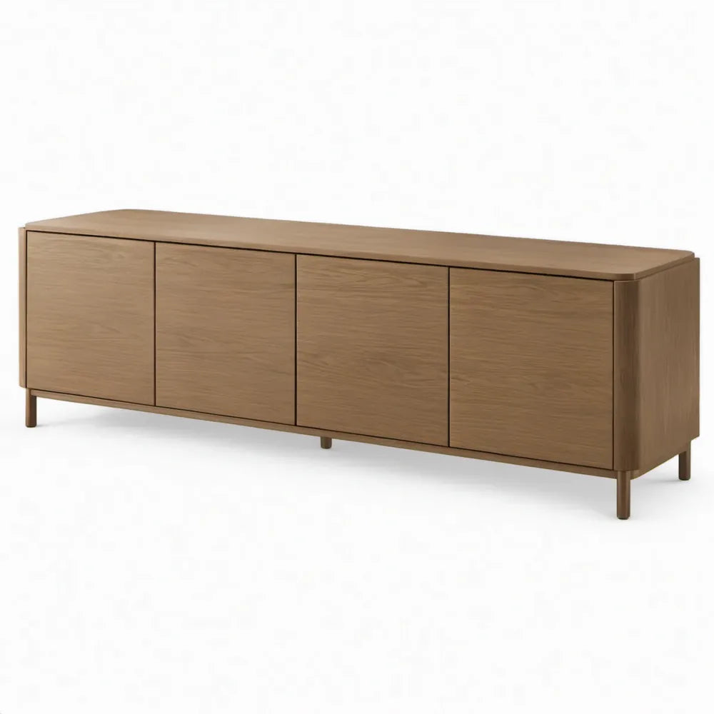 TV-meubel met 4 deuren, 180 x 40 x 60 cm, naturel eikenfineer