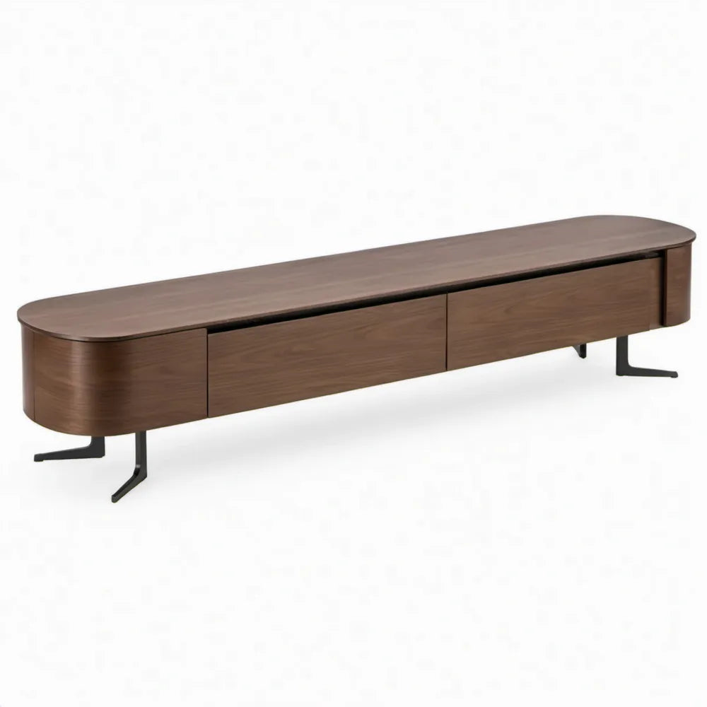 Tv-meubel met 3 laden, 200 x 40 x 45 cm, donkerbruin met zwart